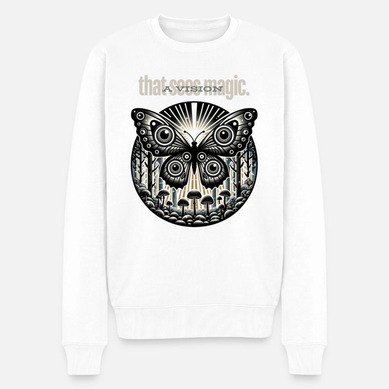 Enchanted Eyes Butterfly - Männer Premium Bio Pullover - Weiß