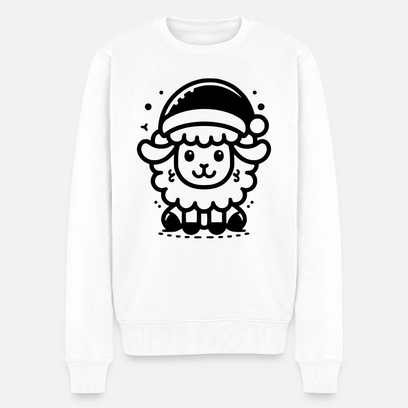 Weihnachtliches Schaf - Männer Premium Bio Pullover - Weiß