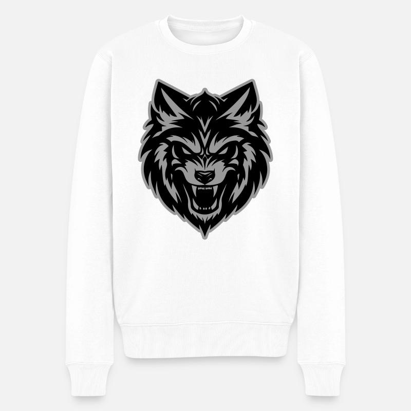 Tête de loup - Pull Premium bio Homme - blanc