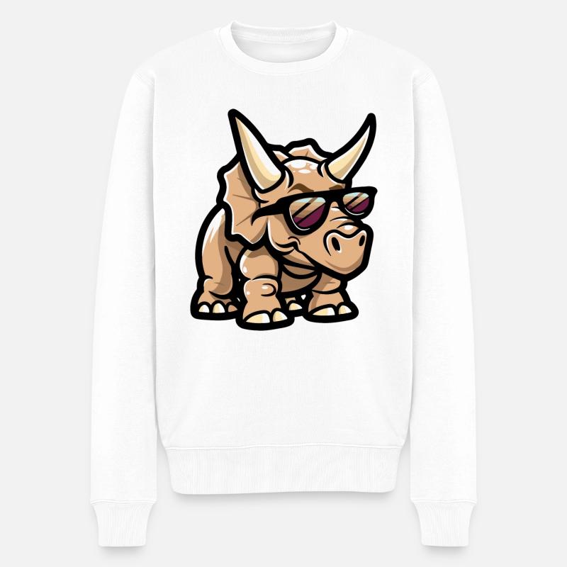 Dinosaurier triceratops Comic Cool - Männer Premium Bio Pullover - Weiß