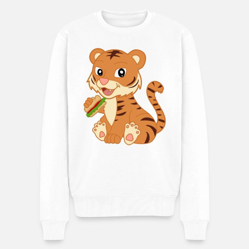 Mignon bébé tigre avec sandwich - Pull Premium bio Homme - blanc