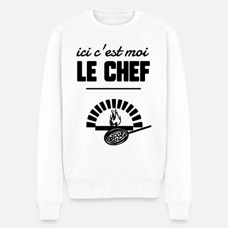 Ici c’est moi le chef - Pull Premium bio Homme - blanc