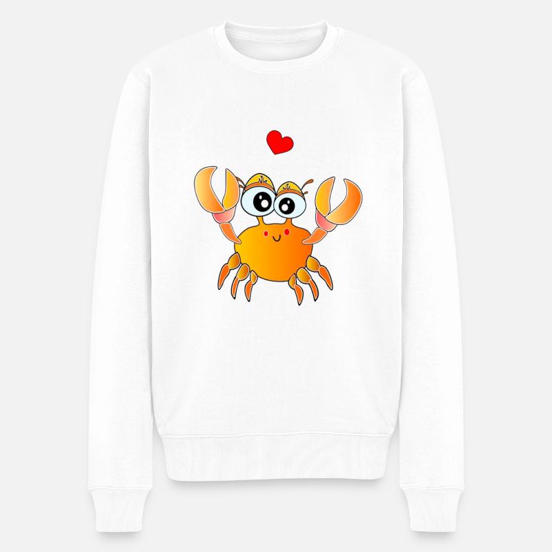 niedliche Krabbe Krebs comic lobster - Männer Premium Bio Pullover - Weiß