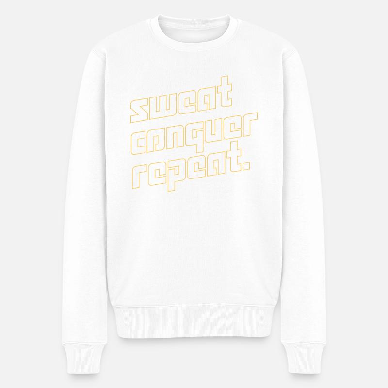 Motivationsmantra - Männer Premium Bio Pullover - Weiß