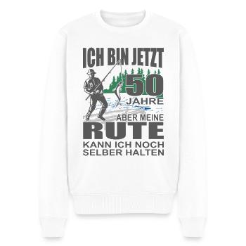 50. Geburtstag Angler Lustiger Spruch Rute halten - Männer Premium Bio Pullover - Weiß - Vorne - Thijin (182cm)