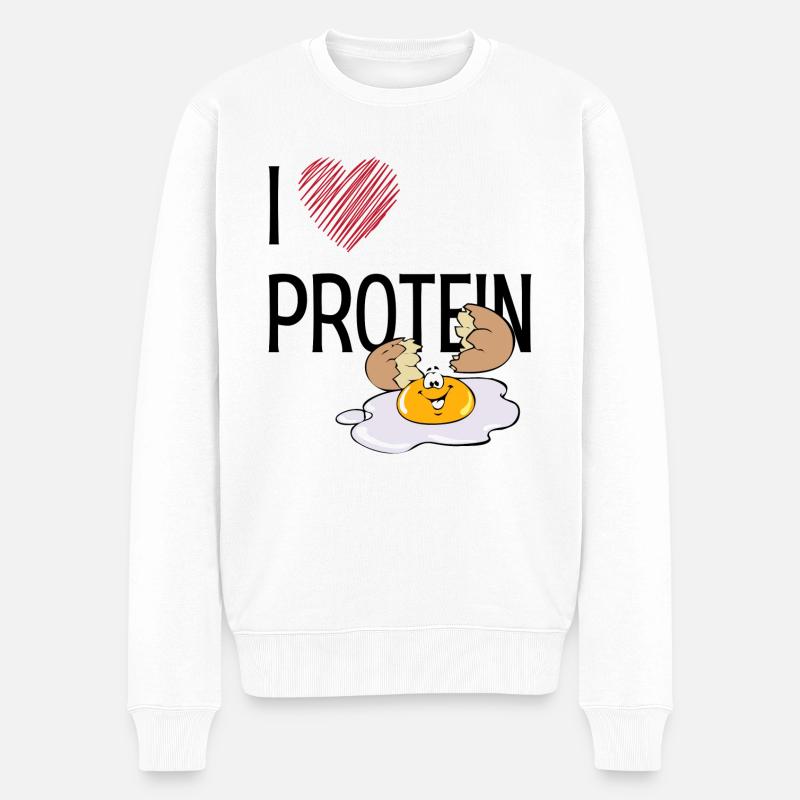 I love Protein - Männer Premium Bio Pullover - Weiß