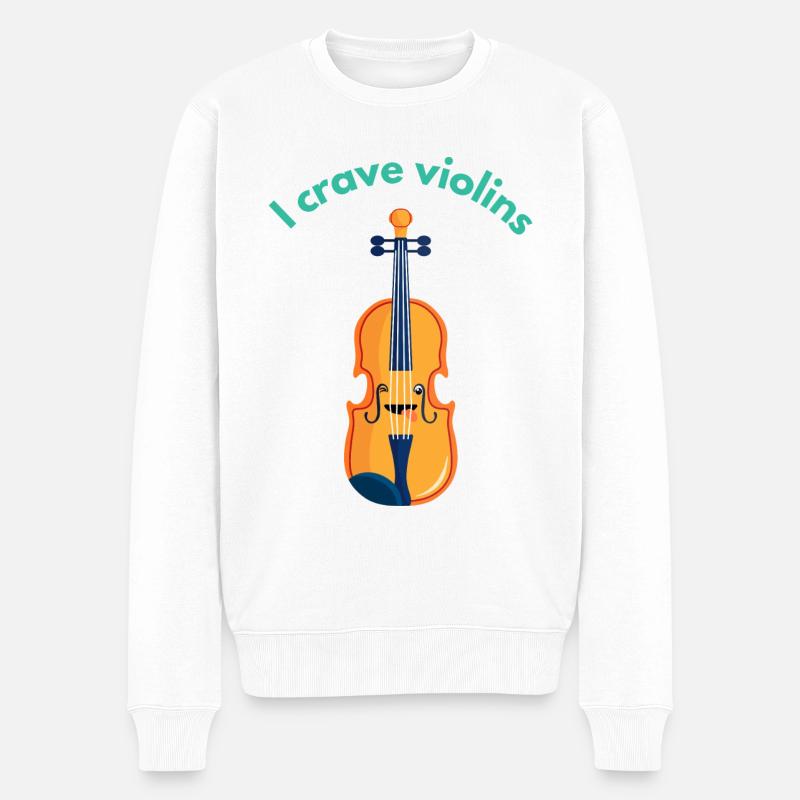 I crave violins - Männer Premium Bio Pullover - Weiß