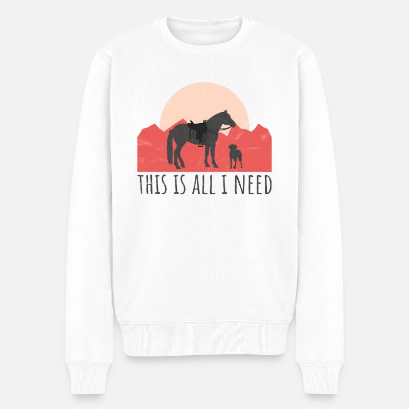 Chien et cheval - Westernreiter - Pull Premium bio Homme - blanc