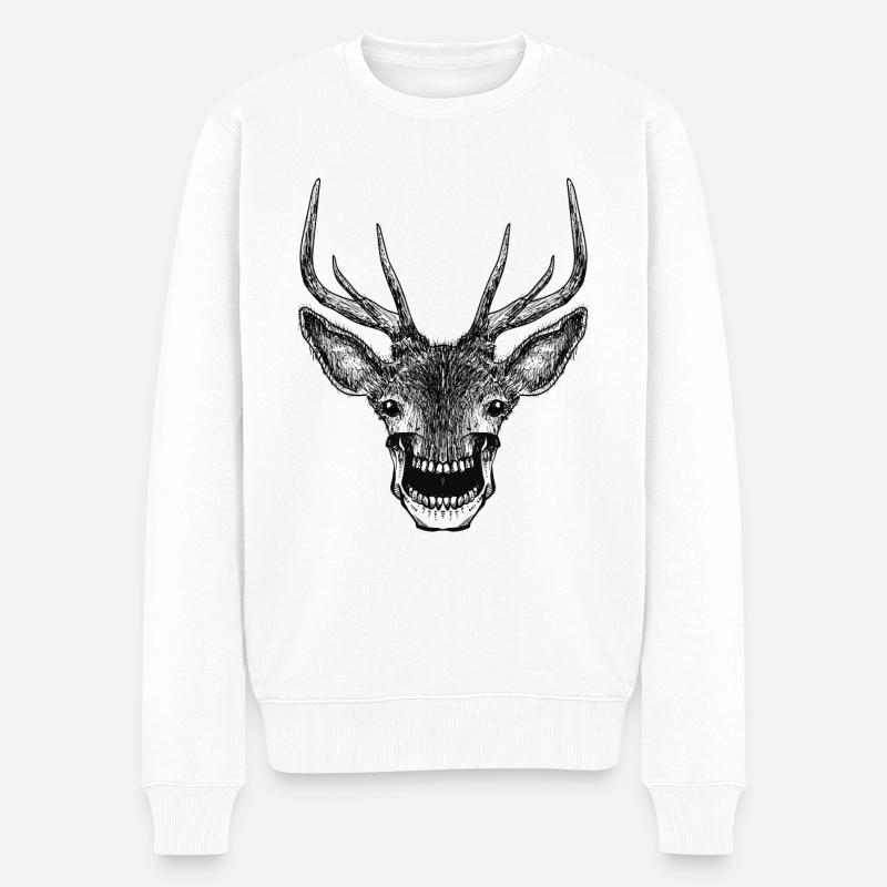 Crâne de cerf - Pull Premium bio Homme - blanc