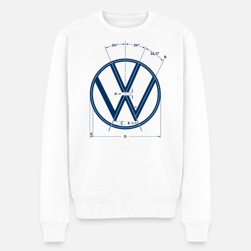 Volkswagen VW Logo Als Konstruktionsgrafik In Weiß - Männer Premium Bio Pullover - Weiß