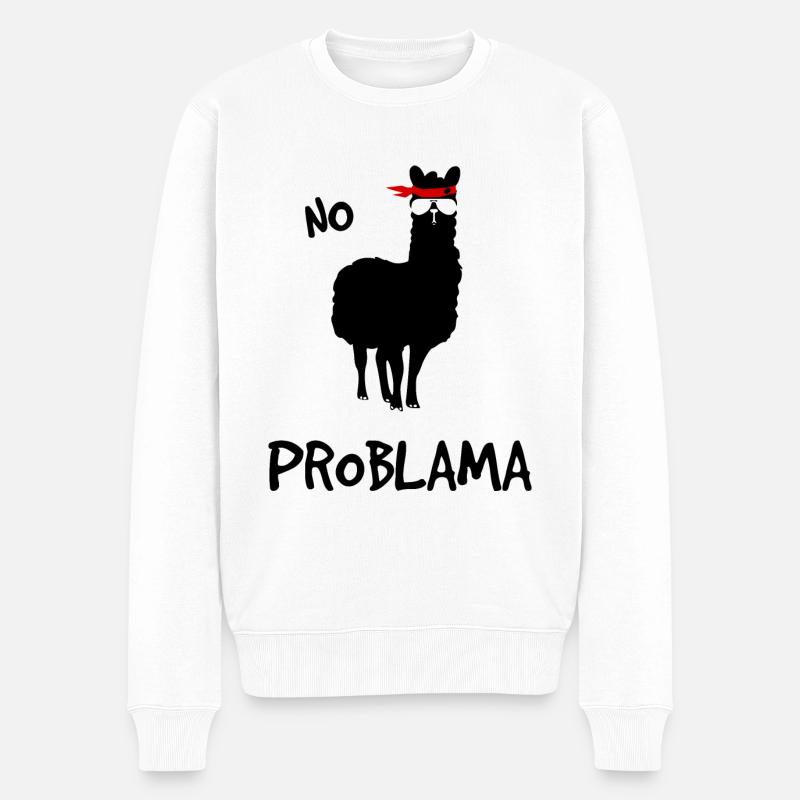 No Problama schwarz - Männer Premium Bio Pullover - Weiß