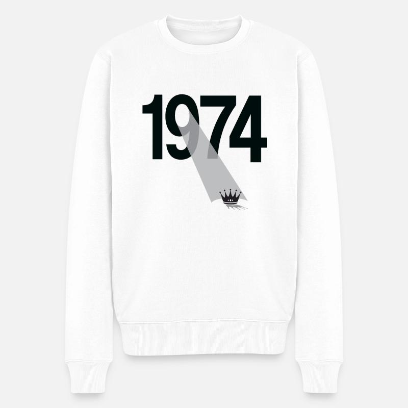 1974 Geburtsjahr - Männer Premium Bio Pullover - Weiß