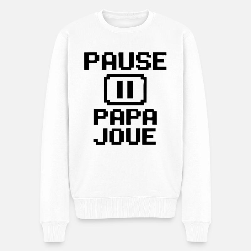PAUSE – PAPA JOUE - Pull Premium bio Homme - blanc