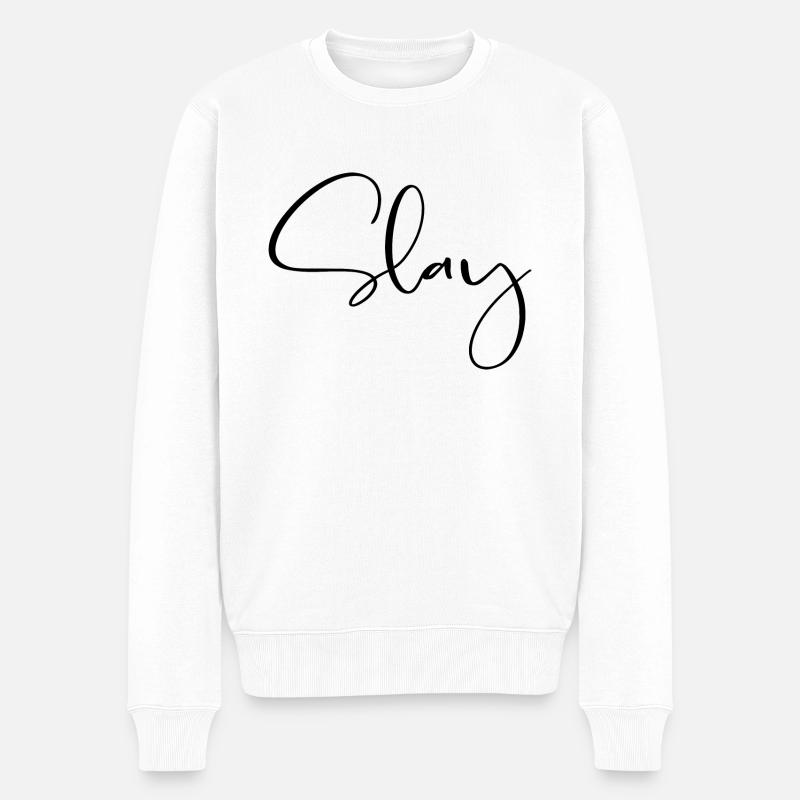 Slay - Jugendwort - Männer Premium Bio Pullover - Weiß