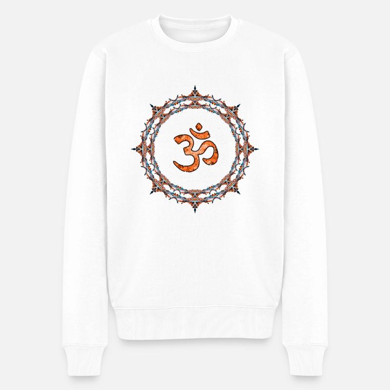 Orange Om - Männer Premium Bio Pullover - Weiß