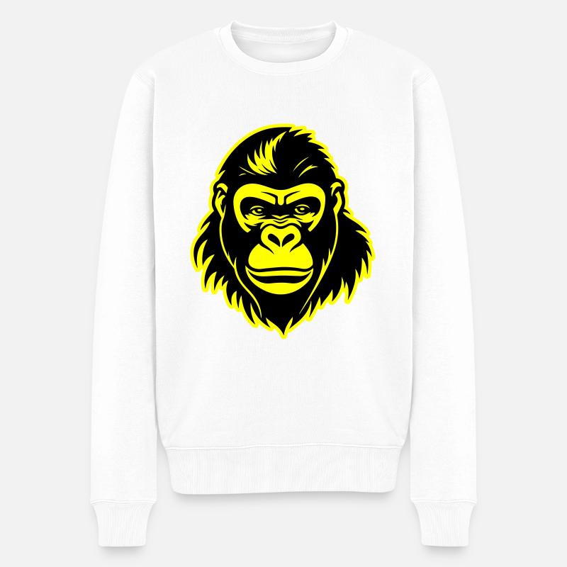 Gorilla Kopf - Männer Premium Bio Pullover - Weiß