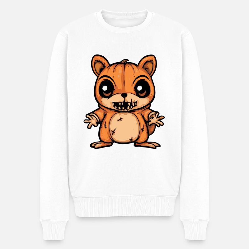 Écureuil Halloween Bande dessinée Drôle - Pull Premium bio Homme - blanc