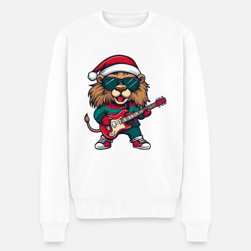 Lion Noël Rocker Guitare - Pull Premium bio Homme - blanc