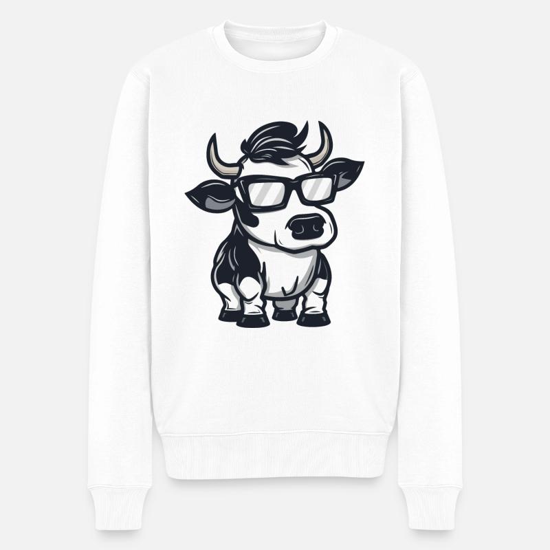 Kuh Tier - Männer Premium Bio Pullover - Weiß