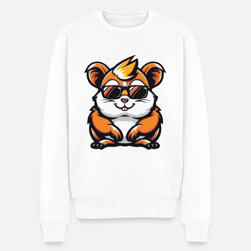 Hamster Tier - Männer Premium Bio Pullover - Weiß