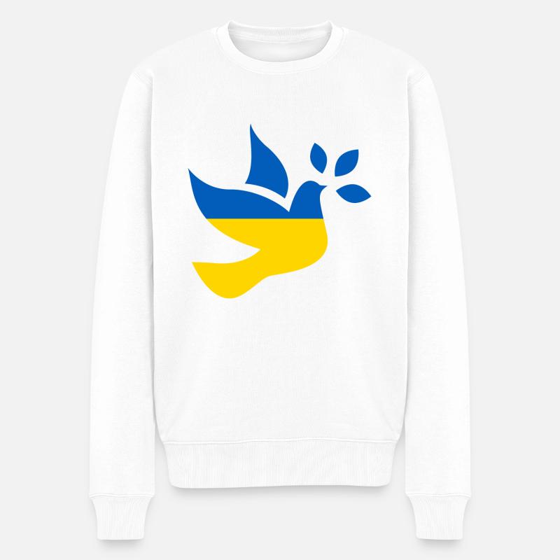 Krieg in der Ukraine - Friedenstaube - Männer Premium Bio Pullover - Weiß