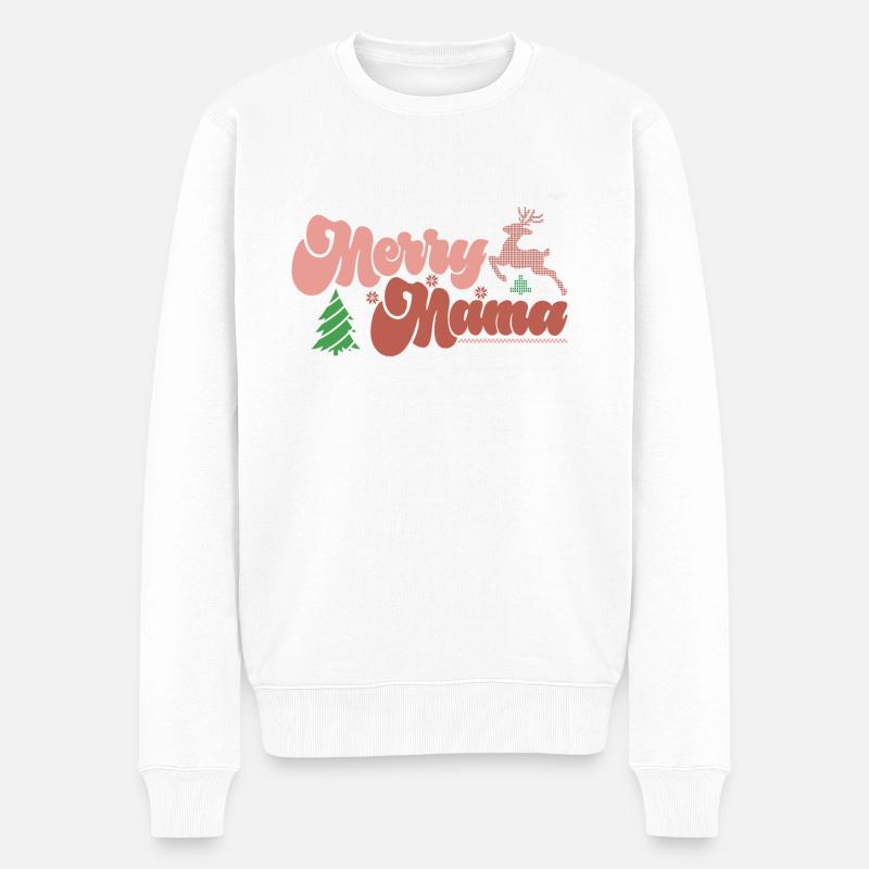 Merry Mama - Männer Premium Bio Pullover - Weiß