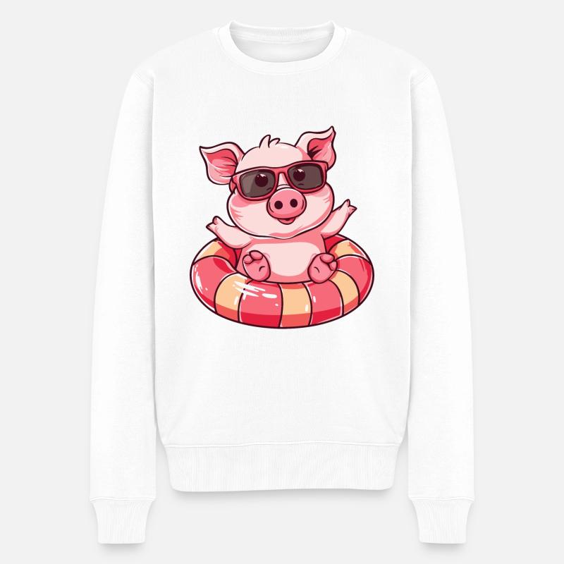 Cochon Été Bande Dessinée - Pull Premium bio Homme - blanc