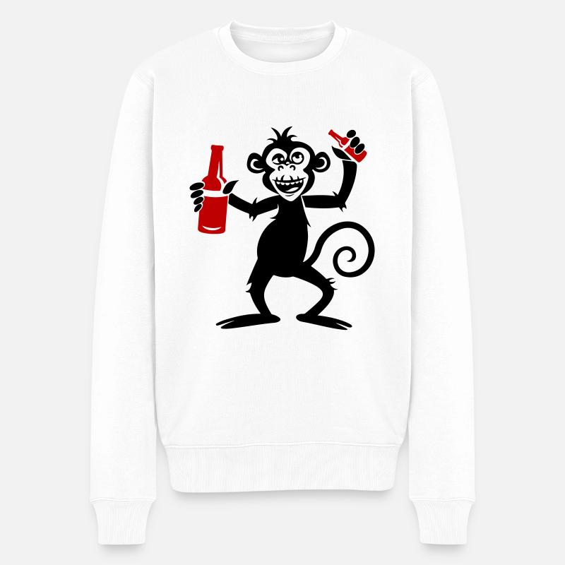 Bière Monkey Party - Pull Premium bio Homme - blanc