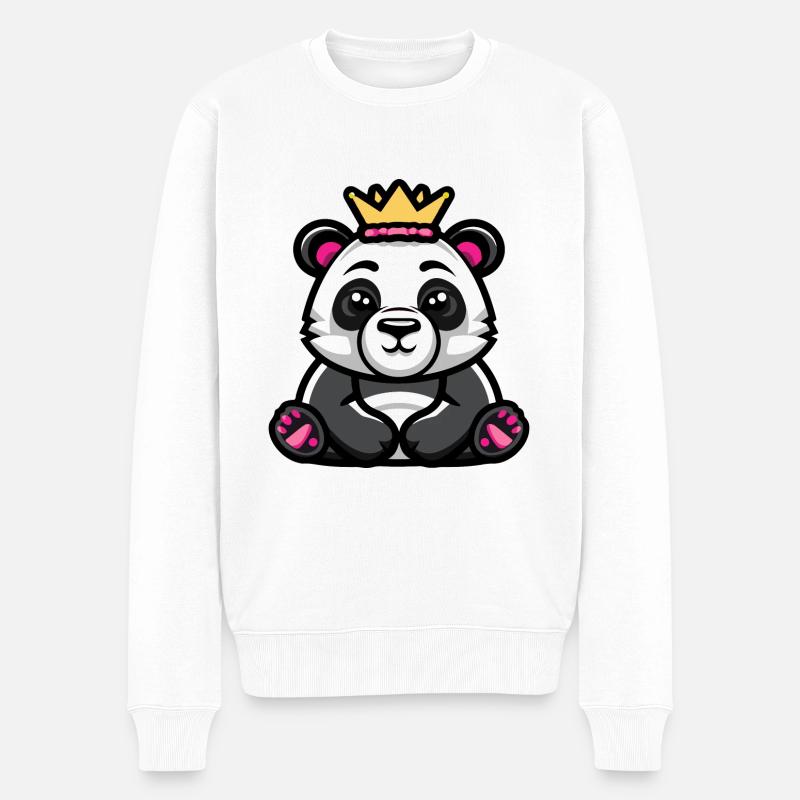 Couronne de bande dessinée panda - Pull Premium bio Homme - blanc