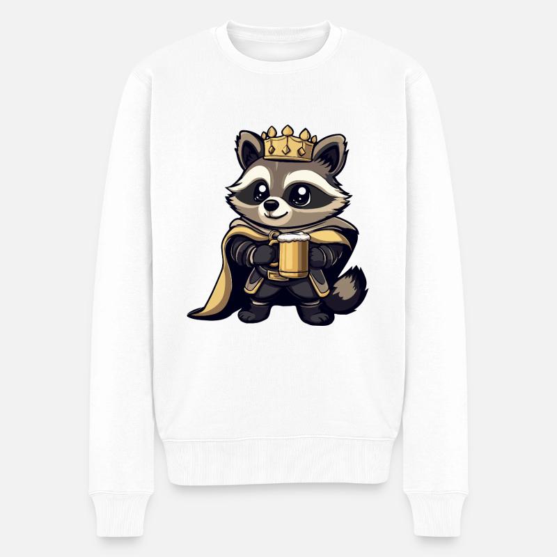 Waschbär Bier Lustig - Männer Premium Bio Pullover - Weiß