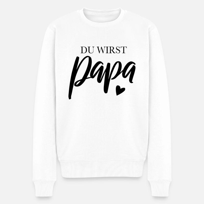 Du wirst Papa - Männer Premium Bio Pullover - Weiß