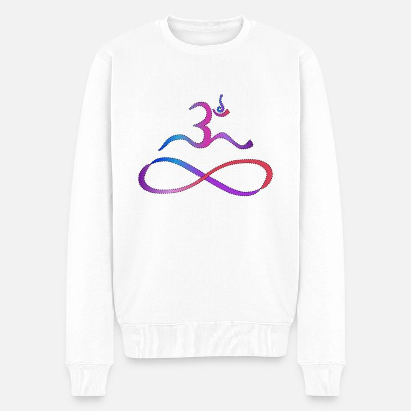 Aum mit Lemniskate dunkle Kontur - Männer Premium Bio Pullover - Weiß