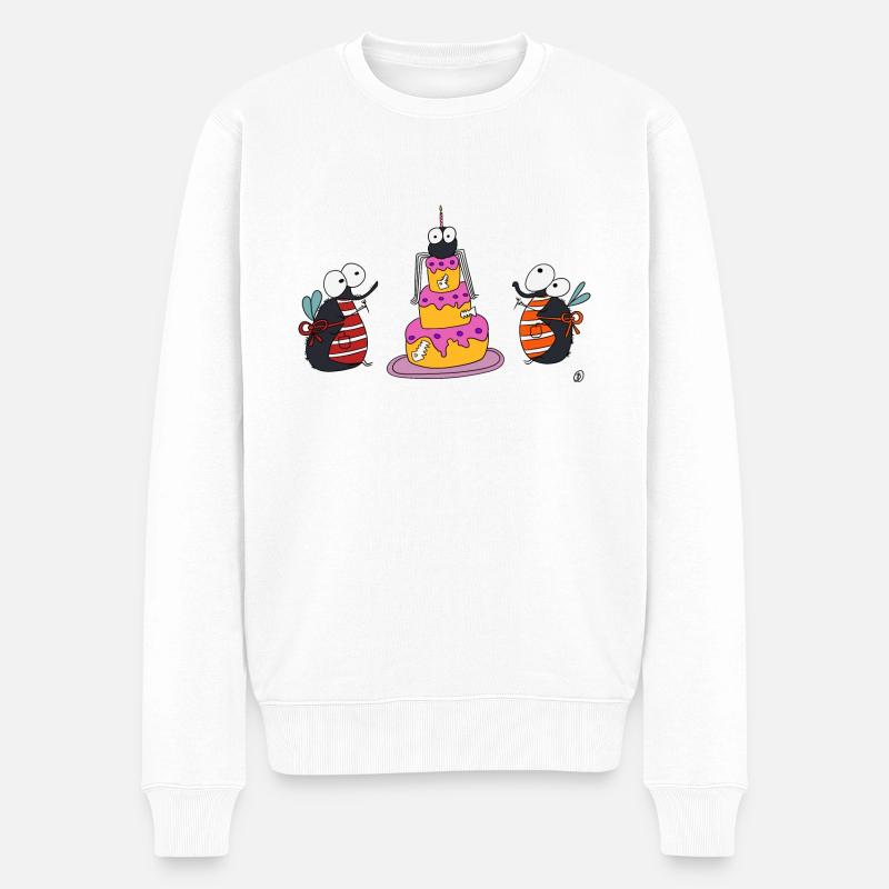 Fliegen mit Kuchen - Männer Premium Bio Pullover - Weiß