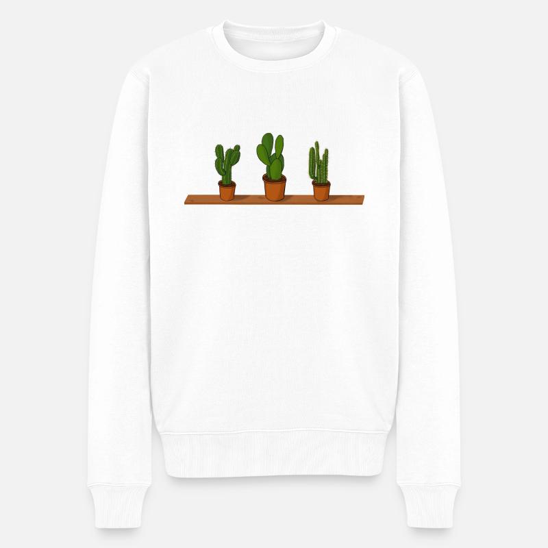 Plantes en pot cactus - Pull Premium bio Homme - blanc