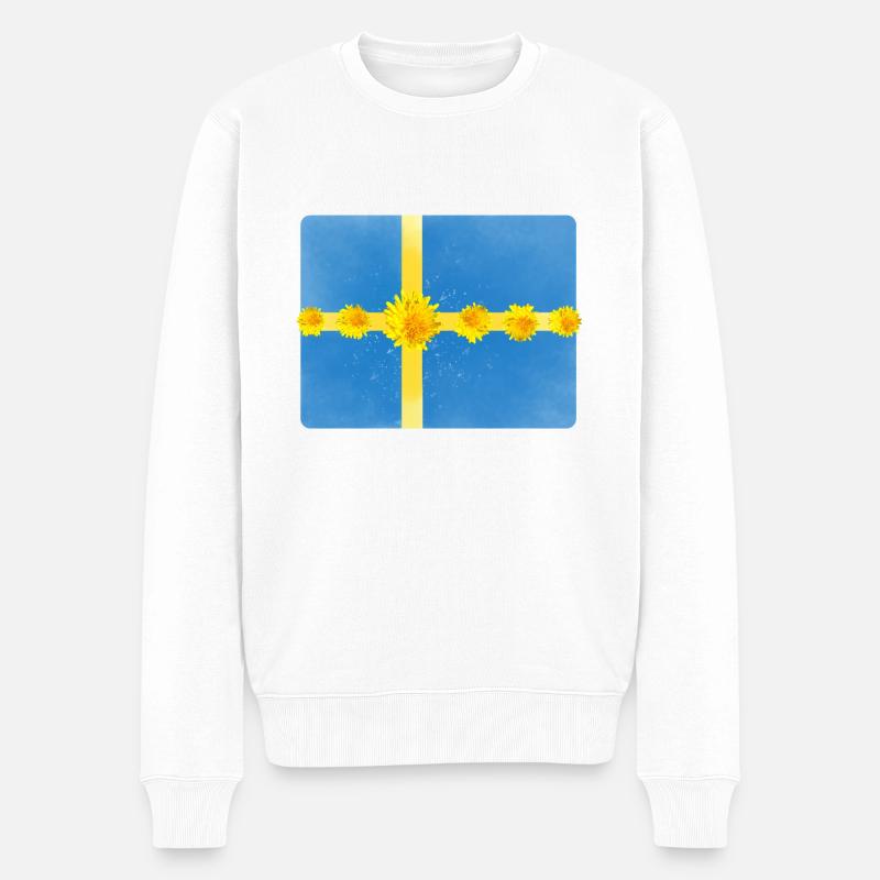 Suède Fleurs Solstice d’été - Pull Premium bio Homme - blanc