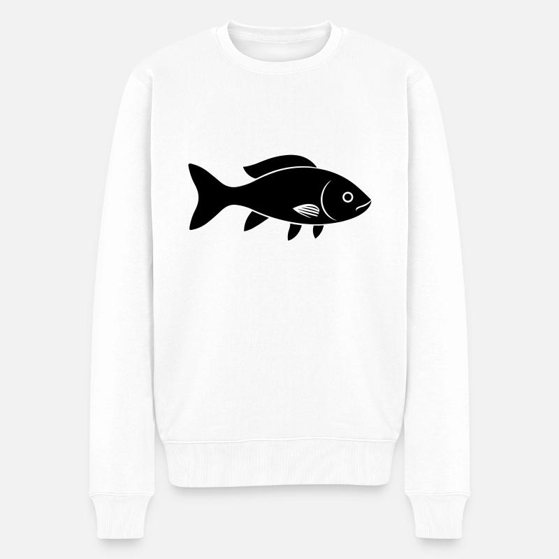Kleiner Karpfenfisch - Männer Premium Bio Pullover - Weiß
