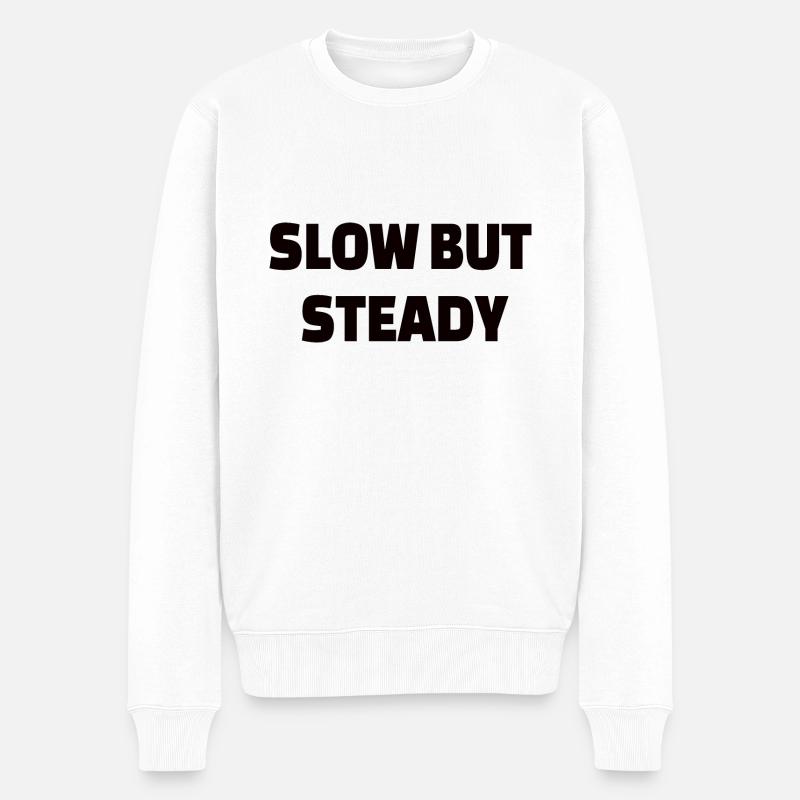 POWERLIFTING : Slow but steady - Männer Premium Bio Pullover - Weiß