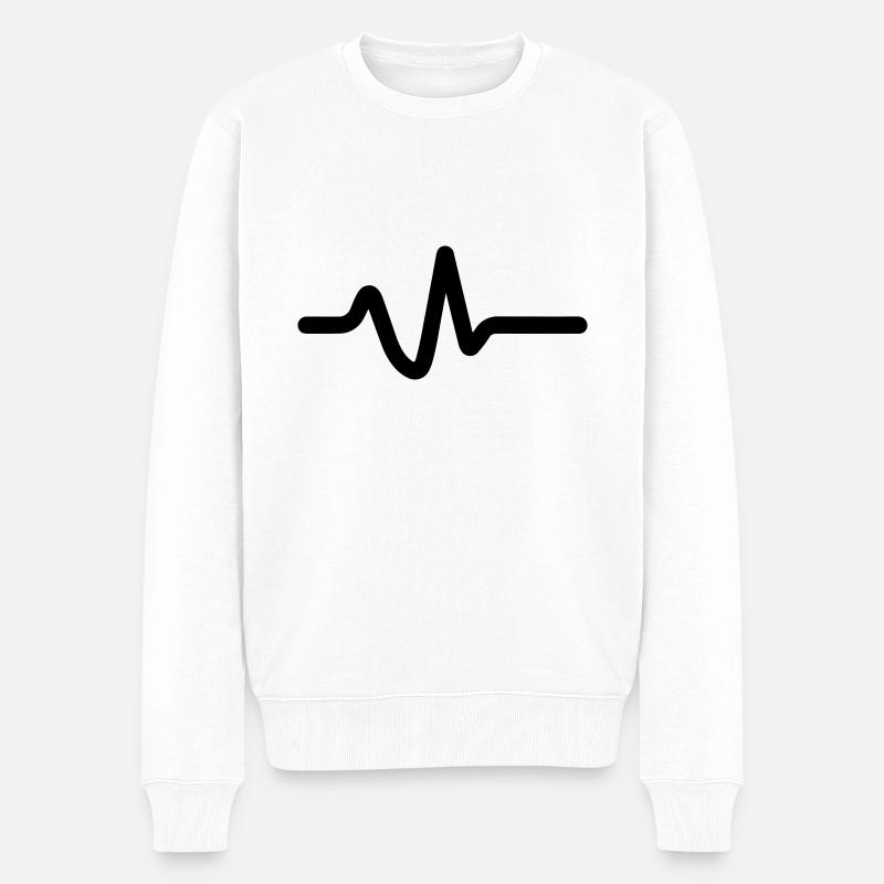 Herzschlag, Puls - Männer Premium Bio Pullover - Weiß