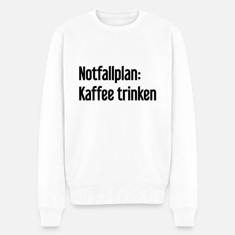 Kaffee-Notfallplan - Männer Premium Bio Pullover - Weiß