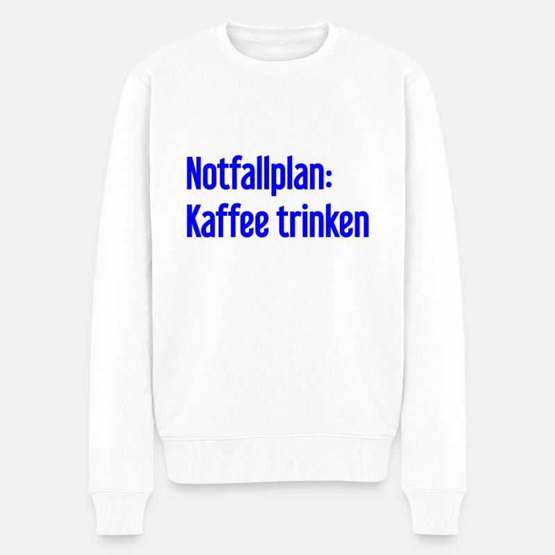 Kaffee-Notfallplan - Männer Premium Bio Pullover - Weiß