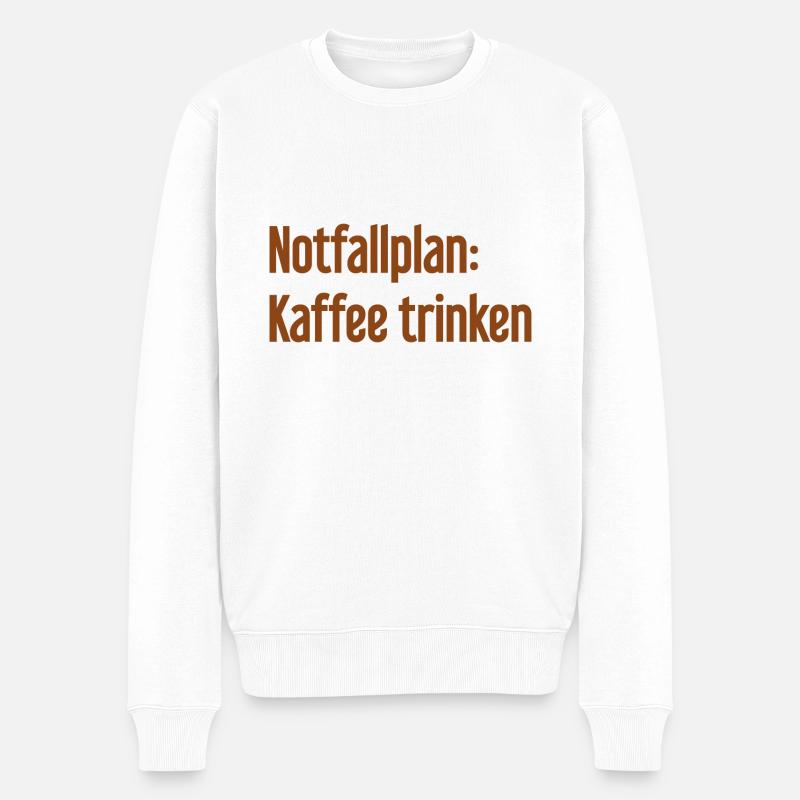 Kaffee-Notfallplan - Männer Premium Bio Pullover - Weiß