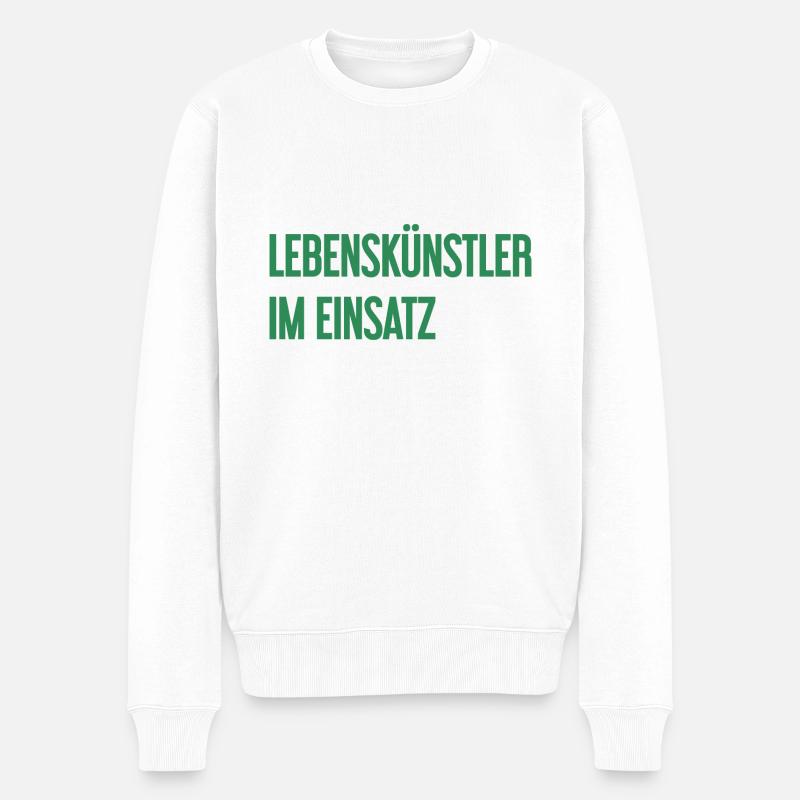 Lebenskünstler im Einsatz - Männer Premium Bio Pullover - Weiß