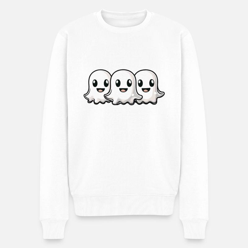 Fantômes Halloween Mignon - Pull Premium bio Homme - blanc