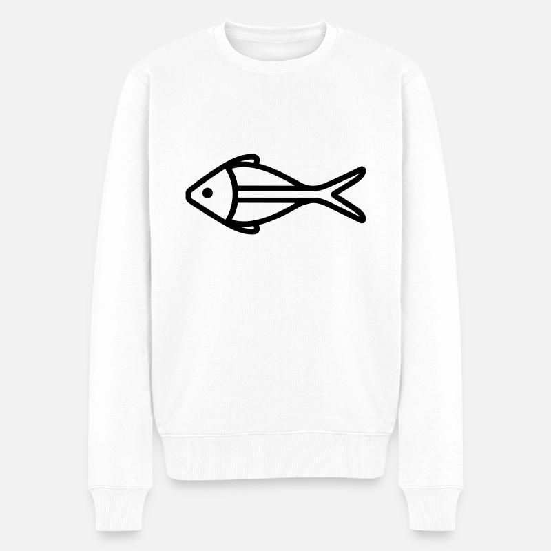 Fisch - Männer Premium Bio Pullover - Weiß