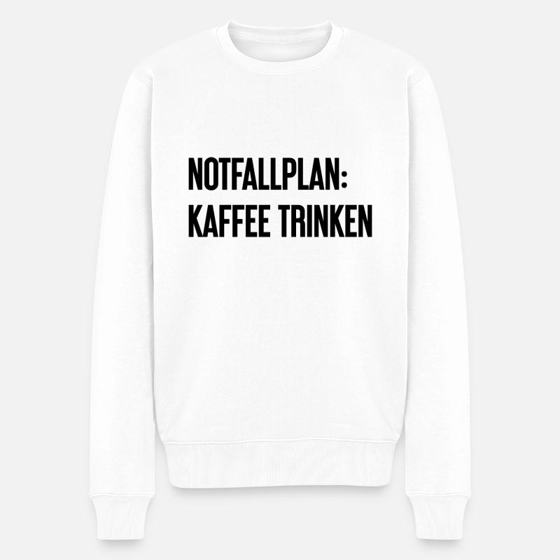Kaffee-Notfallplan - Männer Premium Bio Pullover - Weiß