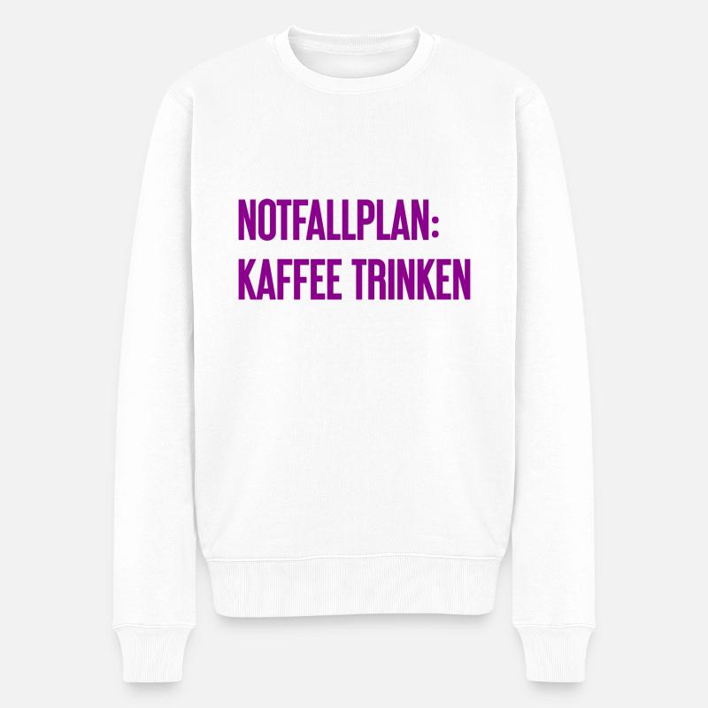 Kaffee-Notfallplan - Männer Premium Bio Pullover - Weiß