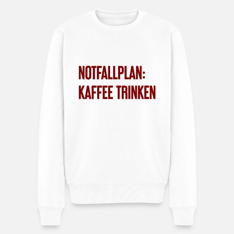 Kaffee-Notfallplan - Männer Premium Bio Pullover - Weiß