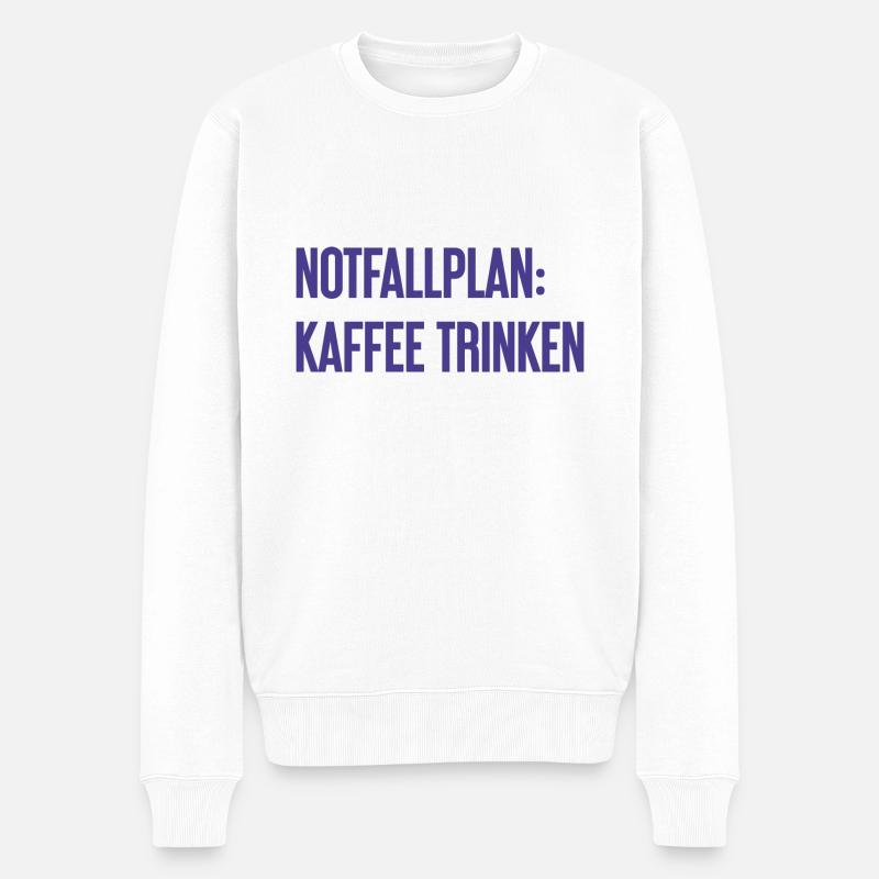 Kaffee-Notfallplan - Männer Premium Bio Pullover - Weiß