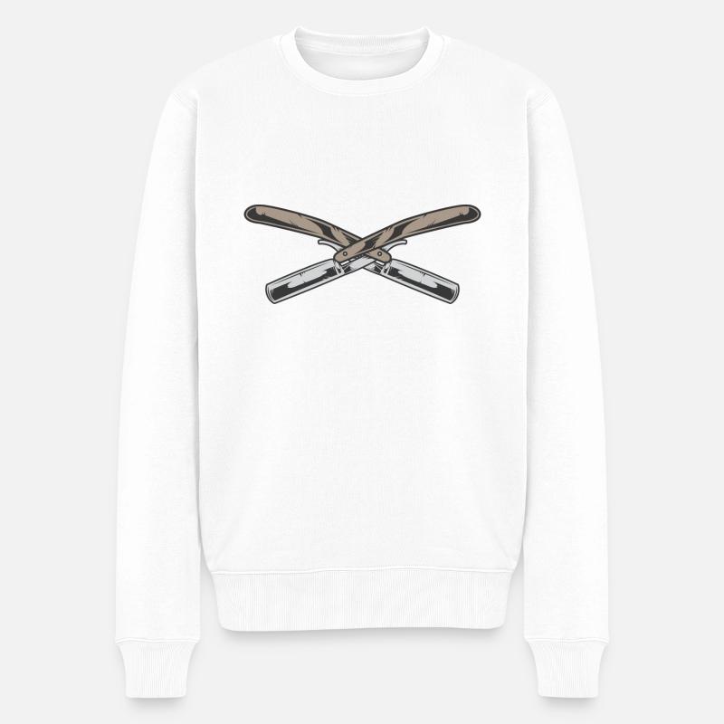 Rasiermesser - Männer Premium Bio Pullover - Weiß