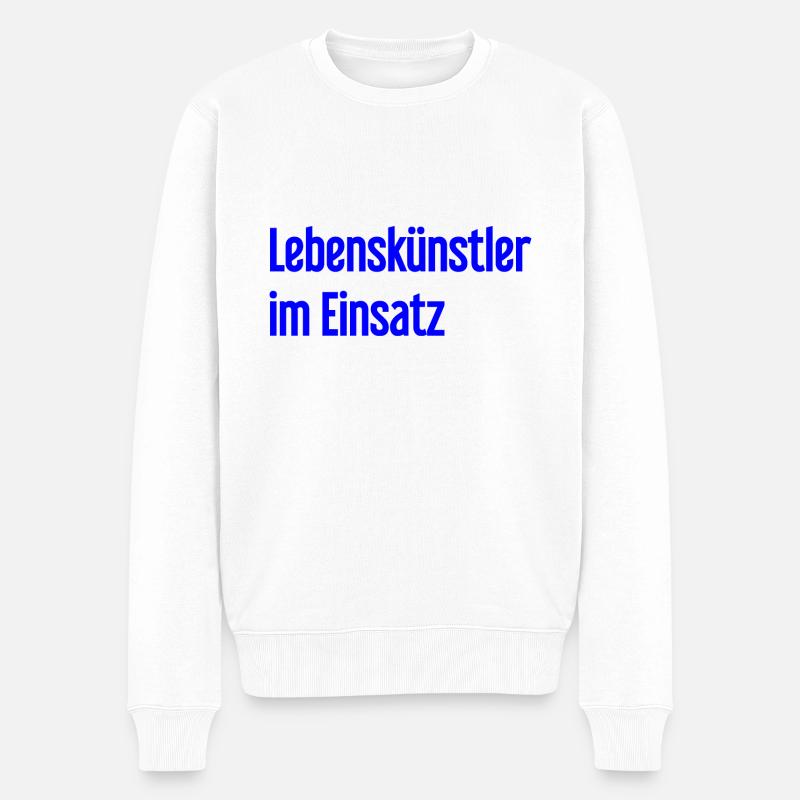 Lebenskünstler im Einsatz - Männer Premium Bio Pullover - Weiß